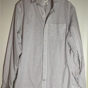 GAP Men’s White Button-Down Shirt with Navy and Red Check
